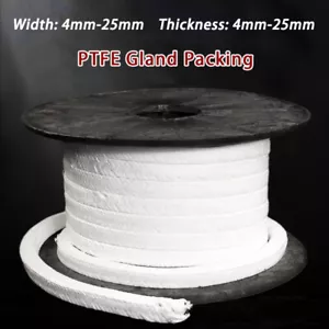 PTFE Stopfbuchspackung Stopfbuchsen Packung Weiß PTFE Dispersion Vollstopfbuchse - Picture 1 of 8