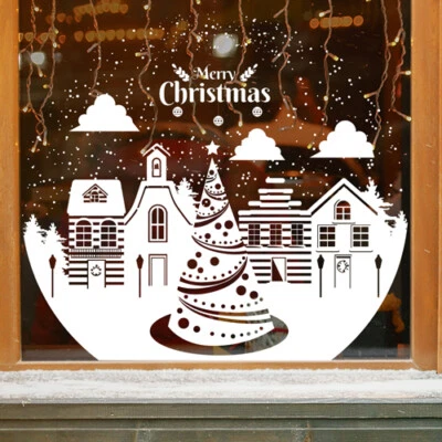 Christmas Village Winter Snow Scene Window Sticker/ Cling Window Stickers