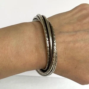 Brazalete tejido de 5 bandas trenzado grueso pesado de plata de ley 925 talla 6,5" 40 g - Imagen 1 de 24