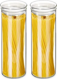 ZENS Glass Spaghetti Pasta Storage Container with Lids Set of 2, 65Oz Tall Clear - Picture 1 of 2