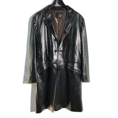 Gabardina para hombre Prada 100 % cuero de manga larga de un solo pecho 54 o XL Foto 1 de 4