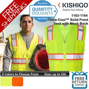 🔥 Kishigo Ultra-cool Solid Front Vest With Mesh Back Up To 5XL 1163-1164 - Picture 1 of 7