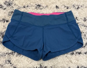 Ivivva by Lululemon Girl's Speedy Running Shorts size 6 Blue Athletic Gym Cheer - Picture 1 of 11