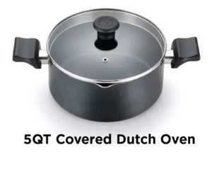 T-FAL ~ BLACK ~ 5 Quart Dutch Oven w/Lid ~ Non-Stick ~ Thermo-Spot ~ Cookware - Picture 1 of 7