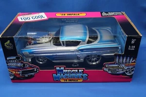 Muscle Machines 1:18 '58 Impala Blue Silver Diecast New In Box - Picture 1 of 8