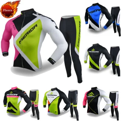 Mérida Invierno Ciclismo Kit Hombre Manga Larga Térmico Ciclismo Jersey y Pantalones Conjunto Foto 1 de 3