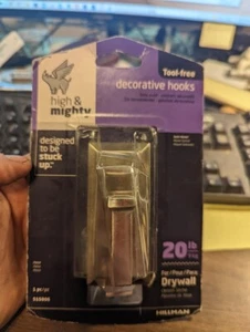 HIGH & MIGHTY TOOL-FREE DECORATIVE HOOK, 515806, satin nickel NEW IN PKG - Picture 1 of 6