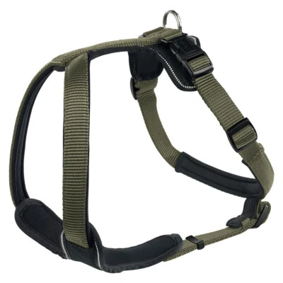 Hunter Geschirr Neopren oliv/schwarz für Hunde, strapazierfähig, reflektierend