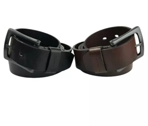2 LOT CARHARTT MENS Black & Brown Full Grain Leather ANVIL 2203 Belts Size 44 - Picture 1 of 14