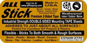 ALL-STICK 2 Sided Mounting Tape Sheets TILE WOOD STONE METAL 6 PCS 5-3/4" X 4.5" - Picture 1 of 4