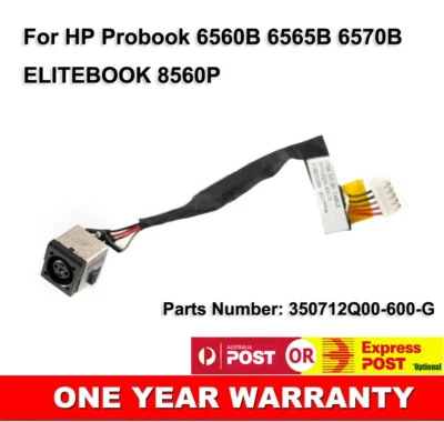 DC IN Power Jack Socket With Cable Wire Harness For HP Elitebook 8570P 6570B OZ - Image 1 of 2
