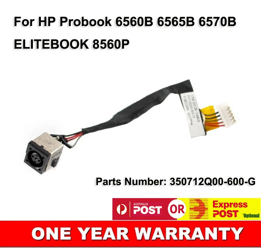 DC IN Power Jack Socket With Cable Wire Harness For HP Elitebook 8570P 6570B OZ - Image 1 of 2