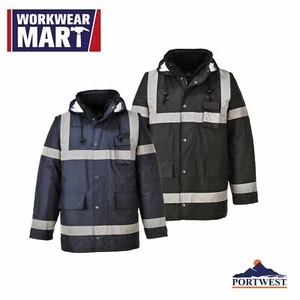 Portwest US433 Iona Lite Reflective Waterproof Quilt Lined Hooded Safety Jacket - Picture 1 of 11