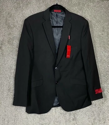 Adolfo Men's Black Tonal Stripe Slim Fit Micro Tech Suit Jacket, 40 Short $179 - Image 1 of 4