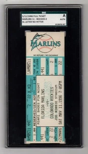 1996 Al Leiter Marlins Rockies No Hitter Full Ticket SGC - Picture 1 of 4