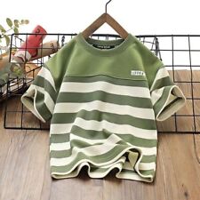Summer Kids Boys Clothes Cotton Shorts Sleeves T Shirt Striped Tops