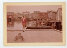 Picturesque Peggy's cove Nova Scotia boats dock - Vintage color snapshot photo