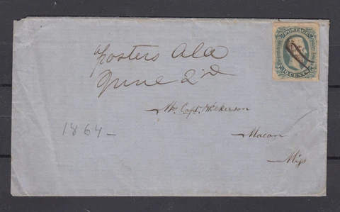 USA 1864 Confederate Cover To Capt. Mickleson, Macon Postal History BP108 Cover