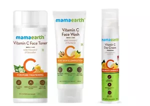Mamaearth Vitamin C Skincare Kit- Facewash+Day Cream+Face Toner- 100ml+50g+200ml - Picture 1 of 17