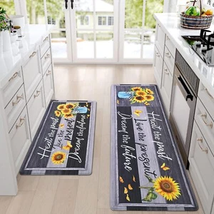 Kitchen Mats for Floor Sunflower Kitchen Rugs Anti Fatigue Farmhouse Floral N... - Picture 1 of 8