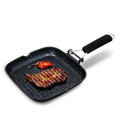 Poêle à Griller Induction Antiadhésif Titane 28x28cm Fonte d'Aluminium sans PFOA - Photo 1/4