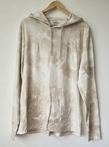 Hollister California Mens Hoodie Sweatshirt Pullover Cream Clouded - XL - Picture 1 of 2