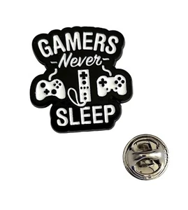 Gamers Never Sleep Enamel Metal Pin Gaming Fan Cosplay Gift - Picture 1 of 1