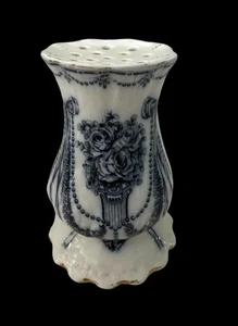 ANTIGUO SOPORTE PARA COCTELERA O PASADOR SOMBRERO DISEÑO RAMO AZUL Y BLANCO 4 5/8" con CORCHO - Imagen 1 de 7