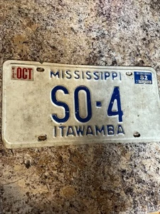 1982 Itawamba County, Mississippi Sheriff's Office #4 Car Tag License Plate - Picture 1 of 1