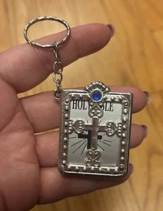 Mini Bible Book Religious Keychain Real Paper Christian Catholic Gift Miniature - Picture 1 of 5