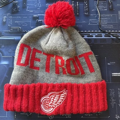 Vintage  DETROIT RED WINGS Beanie Knit Cap MITCHELL & NESS - Image 1 of 4