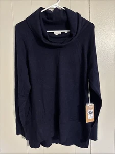 Cyrus Sweater Womens Medium Kelly Blue Cowl Neck Long Sleeve Rib Knit Soft Tunic - Picture 1 of 11