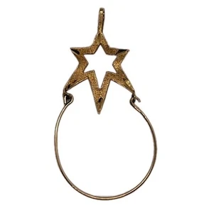 Vintage Real 14K Y2k 90s Yellow Gold Charm Holder Pendant 1.3g Star Sun Diamond - Picture 1 of 11
