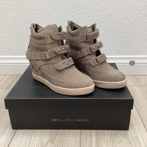 Steven By Steve Madden Jazmen Taupe Suede Wedges Women’s 6.5 NEW - Picture 1 of 13