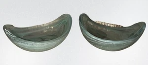 Art Glass Oval Oblong Seafoam Green Swirl Trinket Dish Bowl Soap Ring Holder (2) - Picture 1 of 6