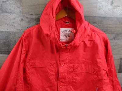 Stussy Gear Jacket Mens Large Red Hooded 650 Nylon Windbreaker Streetwear Skate - Image 1 of 4
