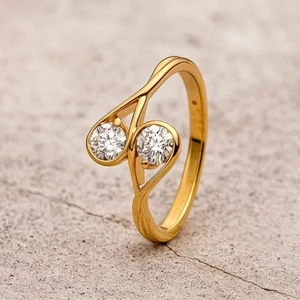 Yellow Gold Toi Et Moi Ring 14k Diamond Oval 1.00 Ct Lab Grown Diamond - Picture 1 of 10