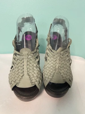 ДЛЯ ВСЕХ 7 ЧЕЛОВЕЧЕСТВА TAFFY Sage кожи дизайнерский деревянный сабо сандалии 8,5 S-704 новый - Изображение 1 из 4