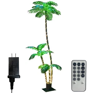 Artificial Palm Tree Christmas Tree 7Ft 3Trunks 260LED Lighted Simulation Tro... - Picture 1 of 8