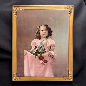 Ullman Mfg Co Copyright 1899 Framed Print On Glass Girl With Roses - Picture 1 of 12