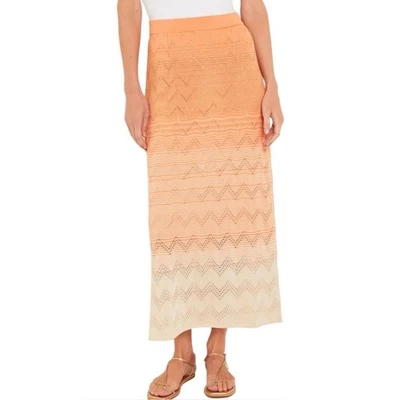 NOVO MISOOK Saia Reta Midi - Ombre Pointelle Malha Macia Tamanho Grande - Imagem 1 de 4