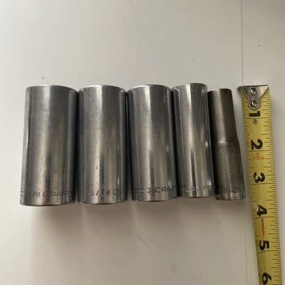 Craftsman Vintage 5 Piece Deep Socket 1/2" Drive SAE 12 Pt USA - Image 1 of 4