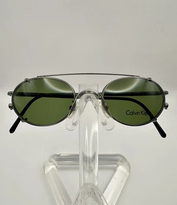 Vintage Calvin Klein CK 123 561 Eyeglasses w/ Clip-on Sunglasses 48-20-145mm - Image 1 of 4