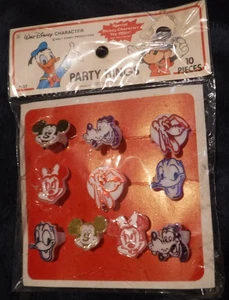PARTY RINGS 10 PIECES WALT DISNEY CHARACTER MADE IN HONG KONG - Picture 1 of 2