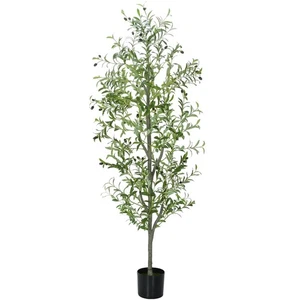 6 FT Faux Olive Tree Indoor, Tall Artificial Silk Olive Tree 6 FT, Large Indo... - Picture 1 of 8