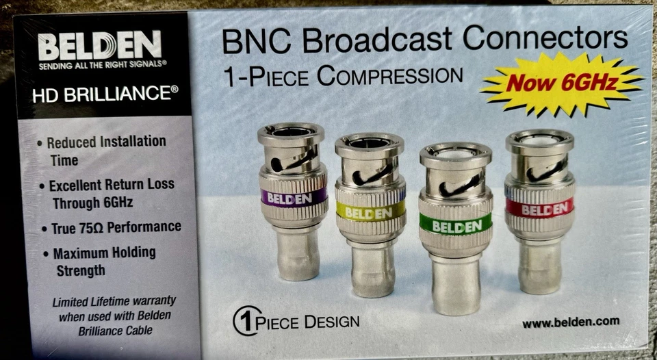 Conectores de compresión Belden 1505ABHD1 HD Brilliance BNC 1 pieza, 75Ω, 6 GHz  Foto 1 de 2
