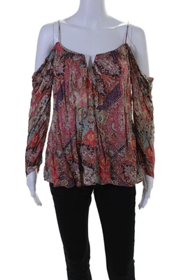 Женская разноцветная блузка Artelier Nicole Miller с v-образным вырезом и ремешками для спагетти размер S - Изображение 1 из 4