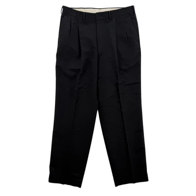 VTG Farah Platinum Pants Mens 36x30 Black Dress Trousers Pleated Wool Blend Cuff - Image 1 of 4