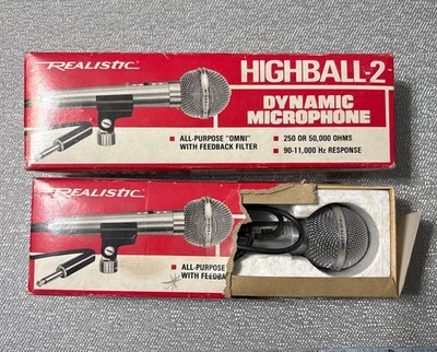 2 Vintage Realistic Highball-2 Dynamic microphone Singing Japan Cat # 33-985 - Image 1 of 4