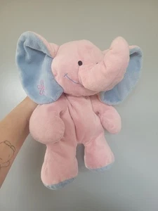 Edredón de elefante vintage cuidado materno rosa y azul flor en la oreja peluche - Imagen 1 de 7